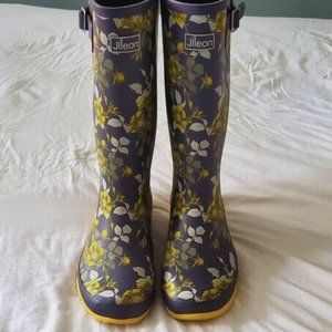 WIDE CALF RAINBOOTS WELLIES - 18 INCH CALF - FLORAL - WIDE FIT IN FOOT AND ANKLE